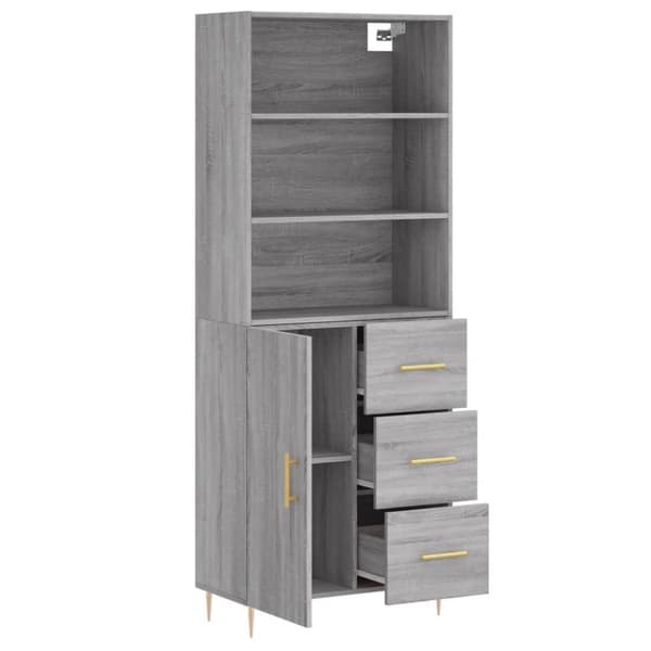 vidaXL højskab 69,5x34x180 cm konstrueret træ grå sonoma-eg