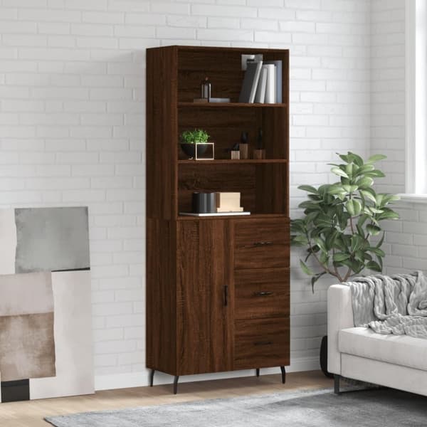 vidaXL Kaappi ruskea tammi 69,5x34x180 cm tekninen puu