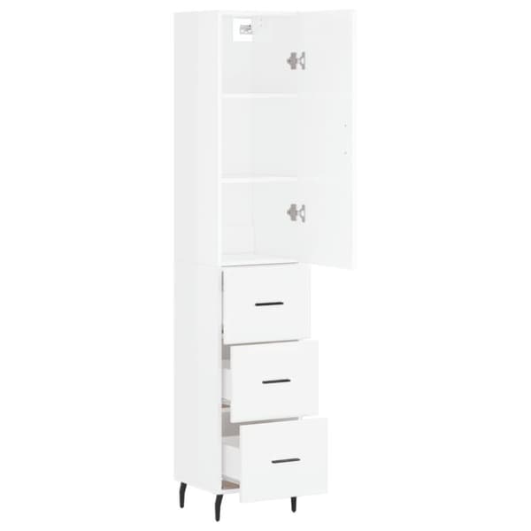 vidaXL Highboard høyglans hvit 34,5x34x180 cm konstruert tre