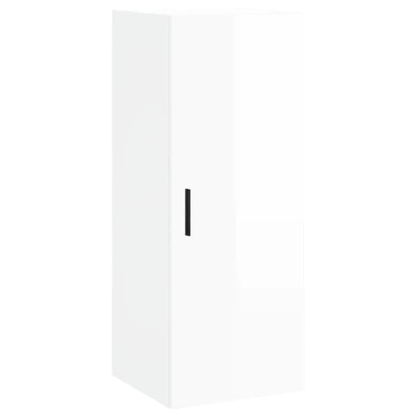 vidaXL Highboard høyglans hvit 34,5x34x180 cm konstruert tre