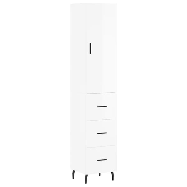vidaXL Highboard høyglans hvit 34,5x34x180 cm konstruert tre