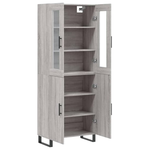 vidaXL højskab 69,5x34x180 cm konstrueret træ grå sonoma-eg