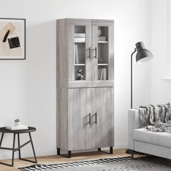 vidaXL højskab 69,5x34x180 cm konstrueret træ grå sonoma-eg