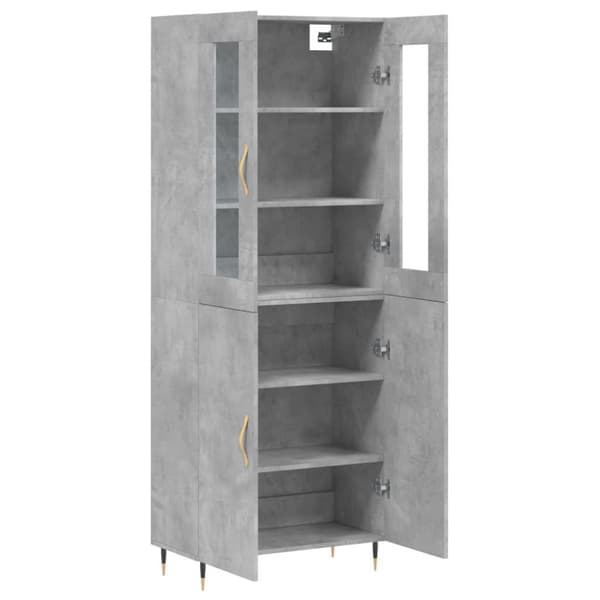 vidaXL Highboard betonggrå 69,5x34x180 cm konstruert tre