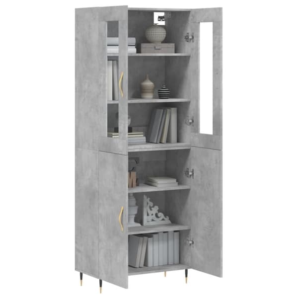 vidaXL Highboard betonggrå 69,5x34x180 cm konstruert tre