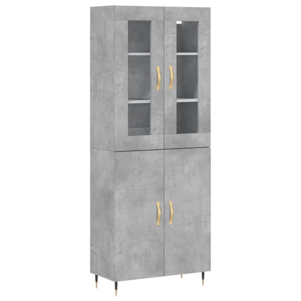 vidaXL Highboard betonggrå 69,5x34x180 cm konstruert tre