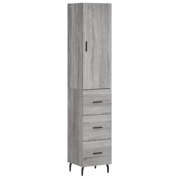 vidaXL højskab 34,5x34x180 cm konstrueret træ grå sonoma-eg