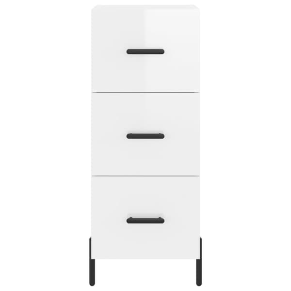 vidaXL Highboard høyglans hvit 34,5x34x180 cm konstruert tre