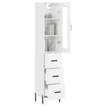 Miniatyrbilde 2 av 11: vidaXL Highboard høyglans hvit 34,5x34x180 cm konstruert tre