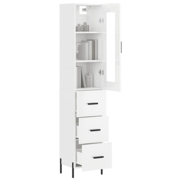 vidaXL Highboard høyglans hvit 34,5x34x180 cm konstruert tre