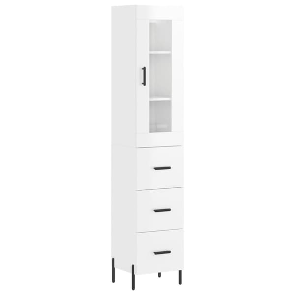 vidaXL Highboard høyglans hvit 34,5x34x180 cm konstruert tre