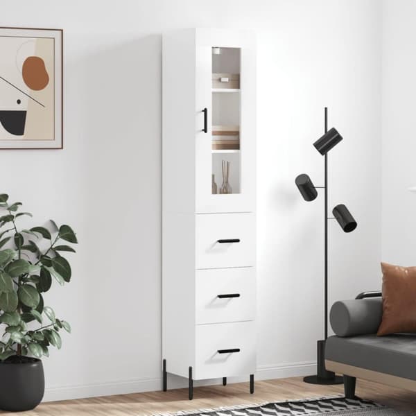 vidaXL skab 34,5x34x180 cm konstrueret træ hvid højglans