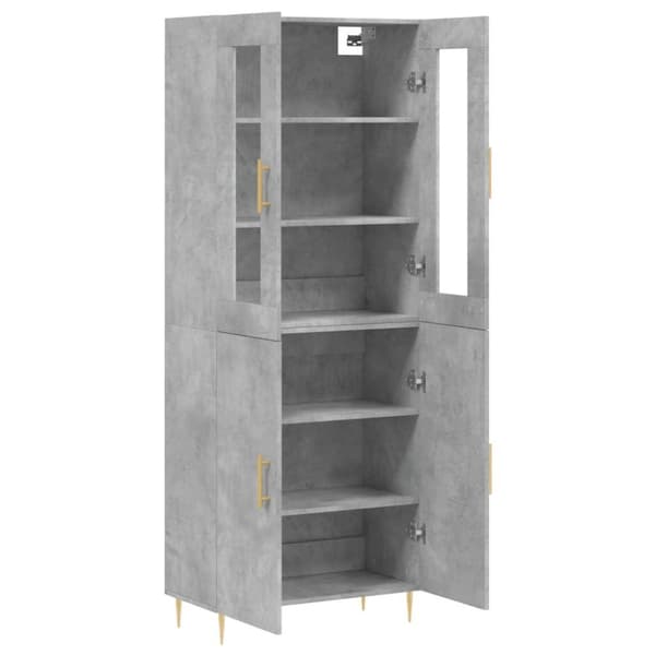vidaXL Highboard betonggrå 69,5x34x180 cm konstruert tre