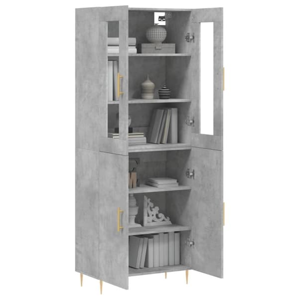 vidaXL højskab 69,5x34x180 cm konstrueret træ betongrå