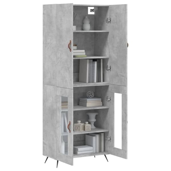 vidaXL Highboard betonggrå 69,5x34x180 cm konstruert tre