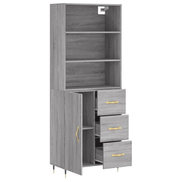vidaXL Highboard grå sonoma 69,5x34x180 cm konstruert tre