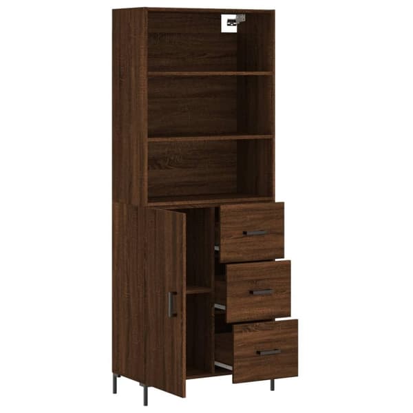 vidaXL Highboard brun eik 69,5x34x180 cm konstruert tre