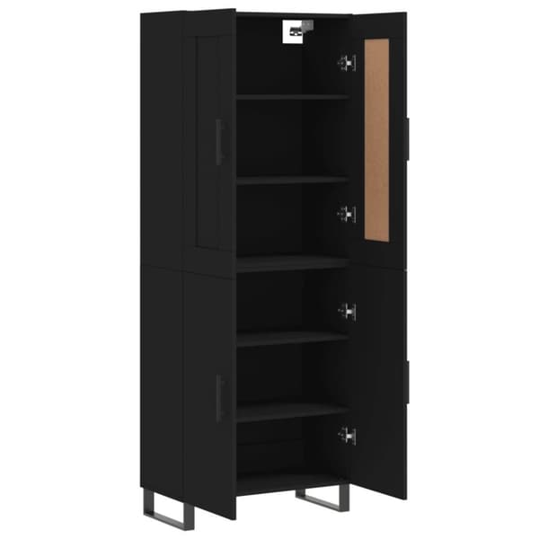 vidaXL højskab 69,5x34x180 cm konstrueret træ sort