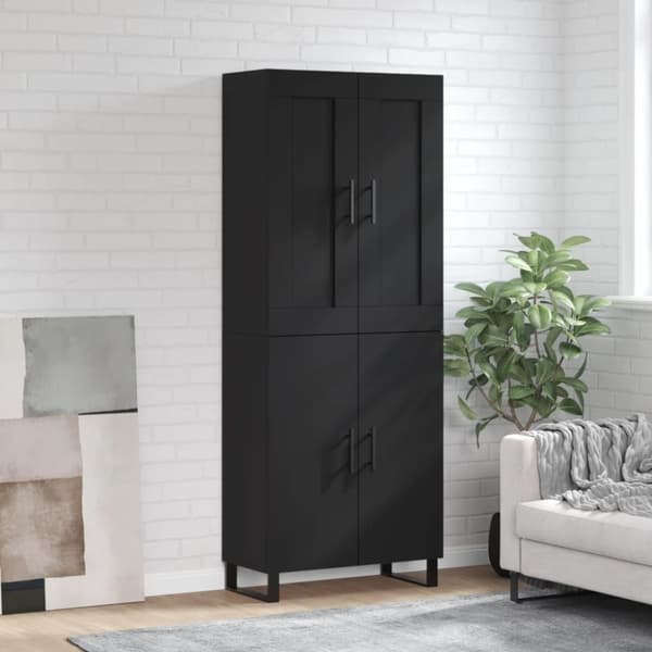 vidaXL højskab 69,5x34x180 cm konstrueret træ sort
