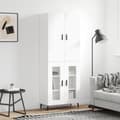 Miniatyrbild 11 av 11: vidaXL Högskåp vit 69,5x34x180 cm konstruerat trä