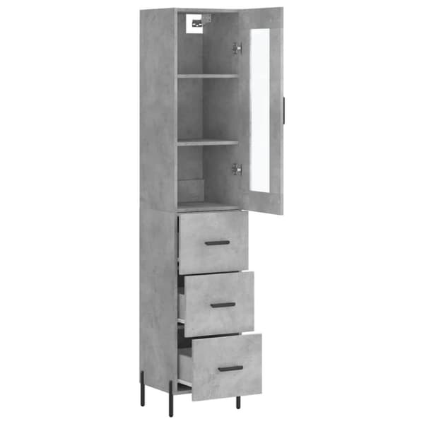 vidaXL Highboard betonggrå 34,5x34x180 cm konstruert tre