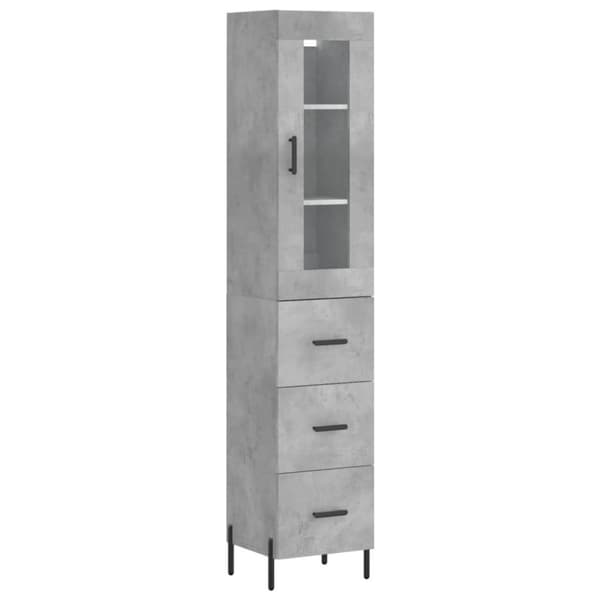 vidaXL Highboard betonggrå 34,5x34x180 cm konstruert tre