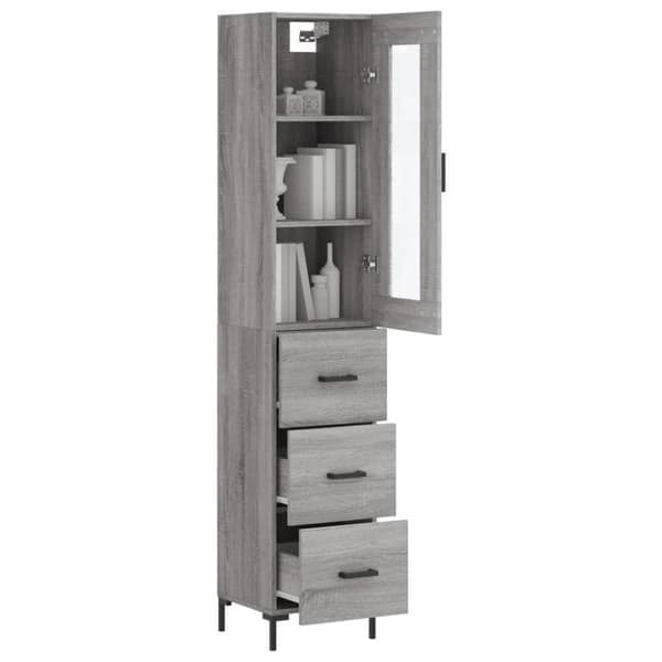 vidaXL Highboard grå sonoma 34,5x34x180 cm konstruert tre