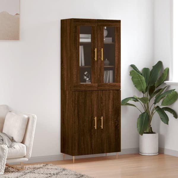 vidaXL højskab 69,5x34x180 cm konstrueret træ brun egetræsfarve