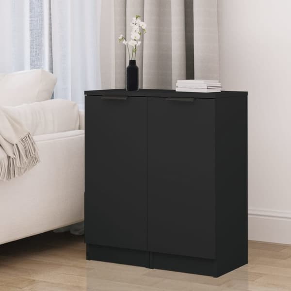 vidaXL skænke 2 stk. 30x30x70 cm konstrueret træ sort