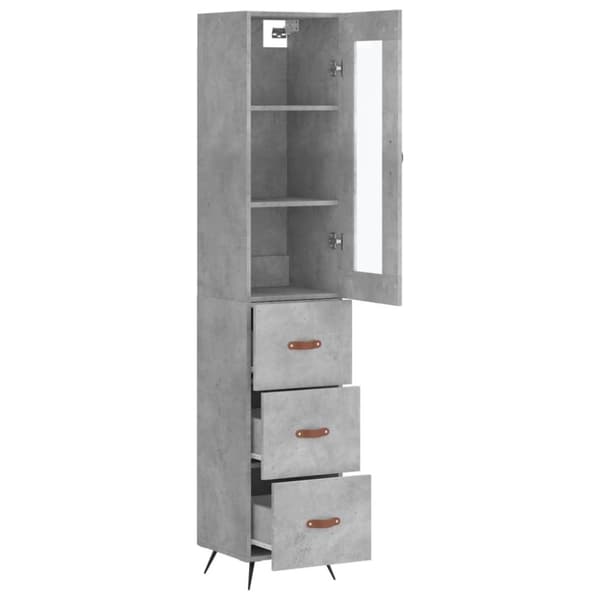 vidaXL Highboard betonggrå 34,5x34x180 cm konstruert tre