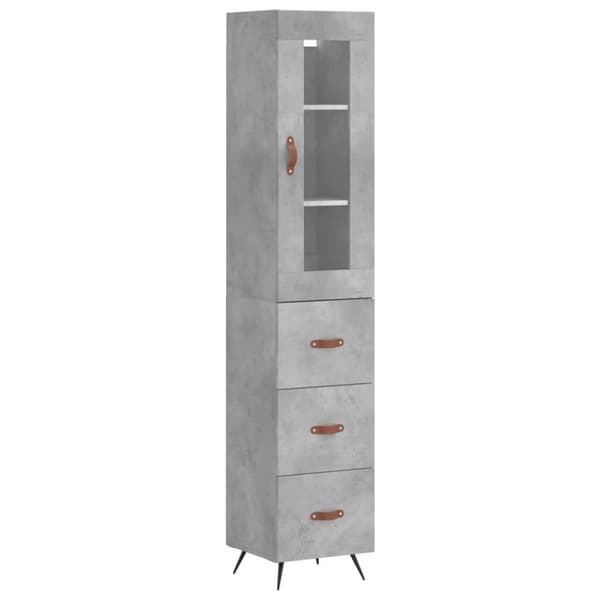 vidaXL Highboard betonggrå 34,5x34x180 cm konstruert tre