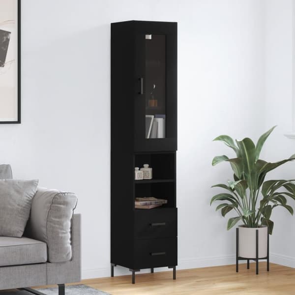 vidaXL skab 34,5x34x180 cm konstrueret træ sort