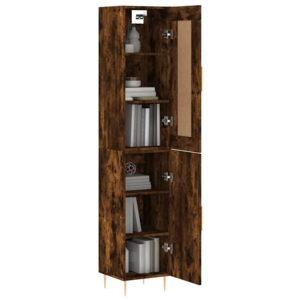 vidaXL Highboard røkt eik 34,5x34x180 cm konstruert tre