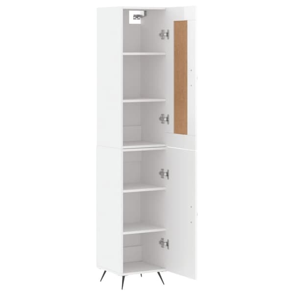 vidaXL Highboard høyglans hvit 34,5x34x180 cm konstruert tre