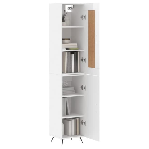 vidaXL Highboard høyglans hvit 34,5x34x180 cm konstruert tre