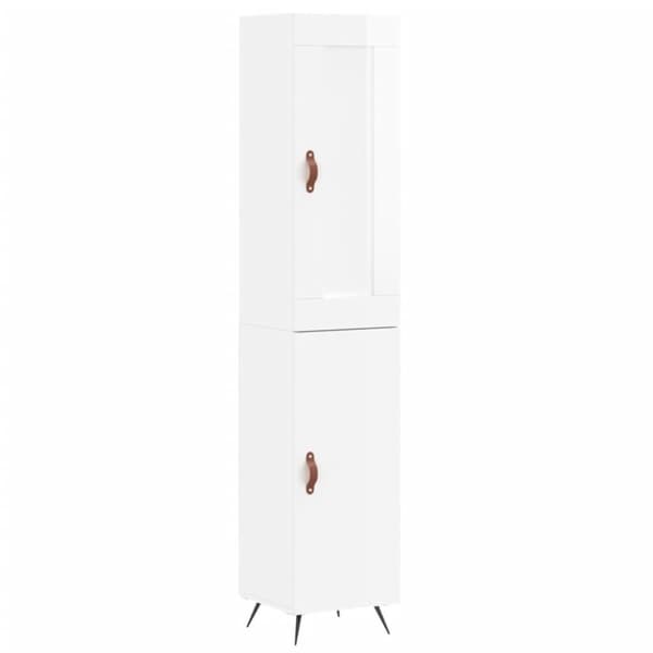 vidaXL Highboard høyglans hvit 34,5x34x180 cm konstruert tre