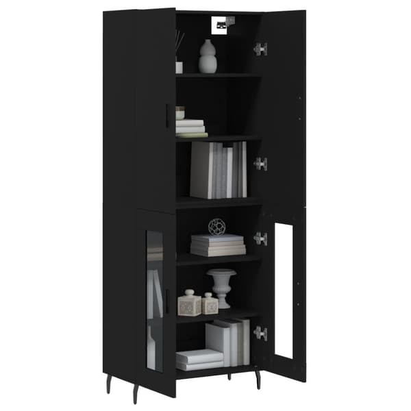 vidaXL Highboard svart 69,5x34x180 cm konstruert tre