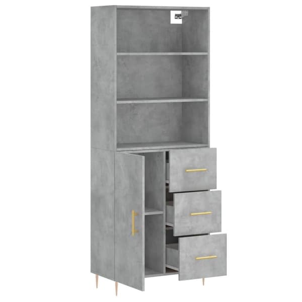 vidaXL Highboard betonggrå 69,5x34x180 cm konstruert tre