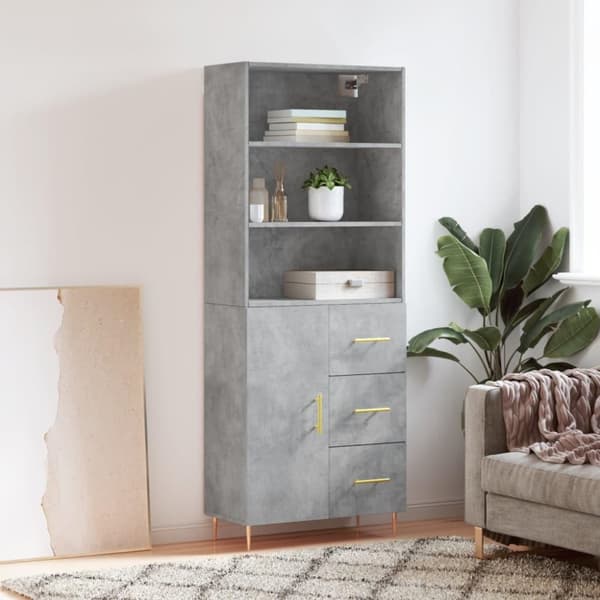 vidaXL højskab 69,5x34x180 cm konstrueret træ betongrå