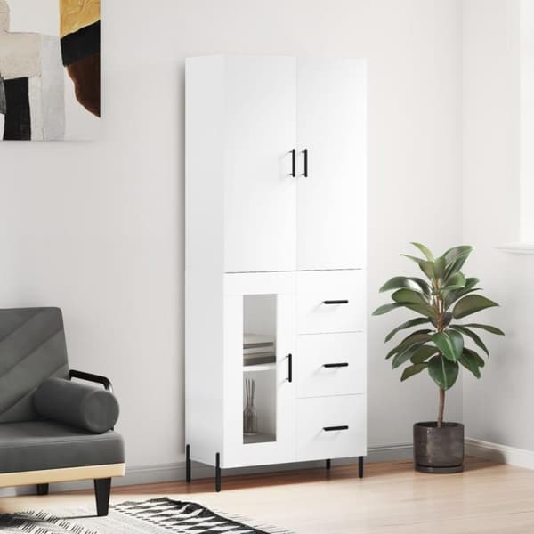 vidaXL højskab 69,5x34x180 cm konstrueret træ hvid
