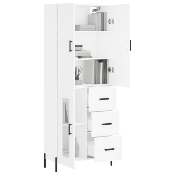 vidaXL højskab 69,5x34x180 cm konstrueret træ hvid