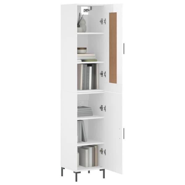 vidaXL Högskåp vit högglans 34,5x34x180 cm konstruerat trä