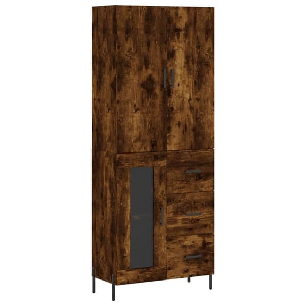 vidaXL Högskåp rökfärgad ek 69,5x34x180 cm konstruerat trä