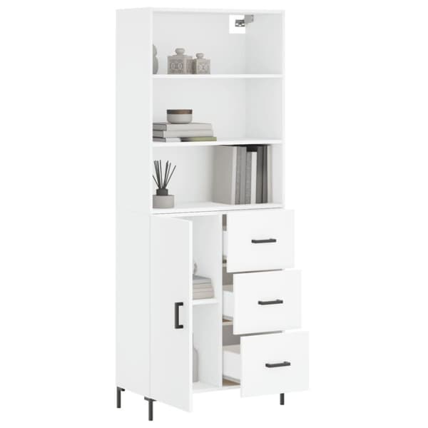 vidaXL højskab 69,5x34x180 cm konstrueret træ hvid