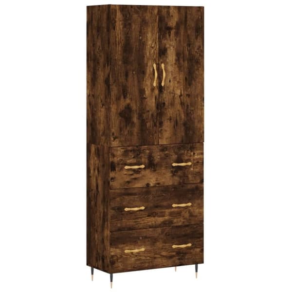 vidaXL Högskåp rökfärgad ek 69,5x34x180 cm konstruerat trä