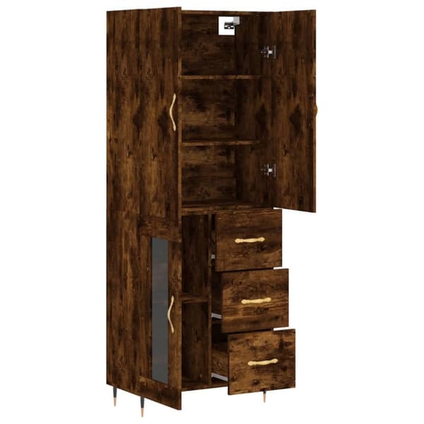 vidaXL Highboard røkt eik 69,5x34x180 cm konstruert tre