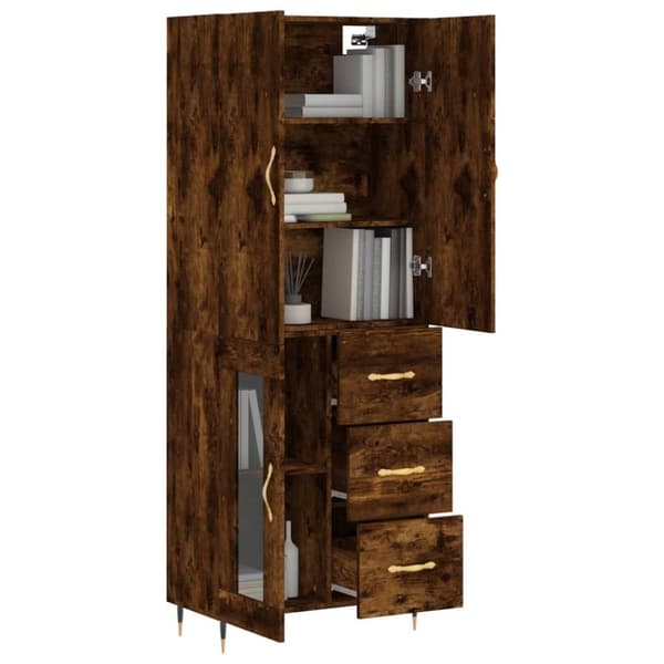 vidaXL Highboard røkt eik 69,5x34x180 cm konstruert tre