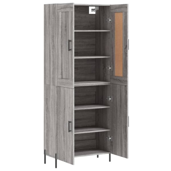 vidaXL Highboard grå sonoma 69,5x34x180 cm konstruert tre