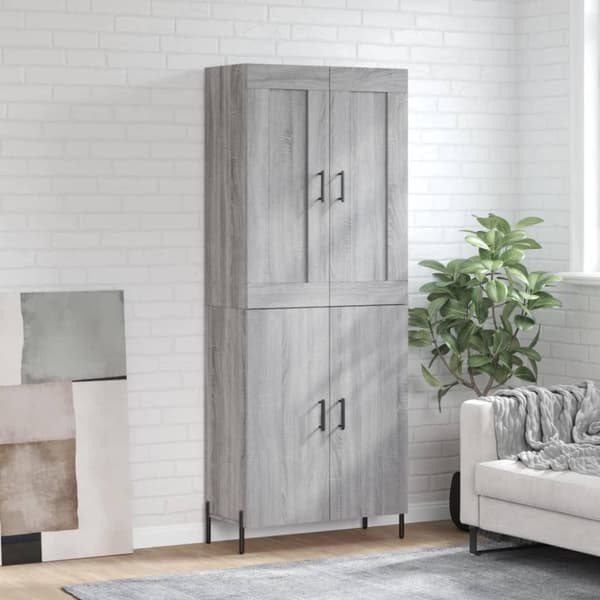 vidaXL højskab 69,5x34x180 cm konstrueret træ grå sonoma-eg