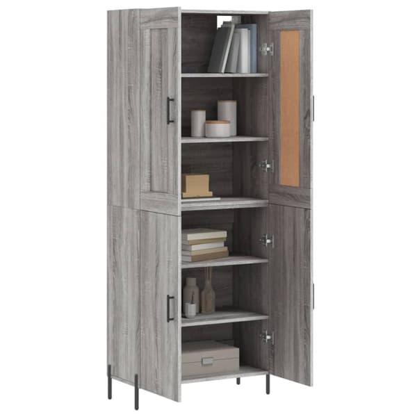 vidaXL højskab 69,5x34x180 cm konstrueret træ grå sonoma-eg
